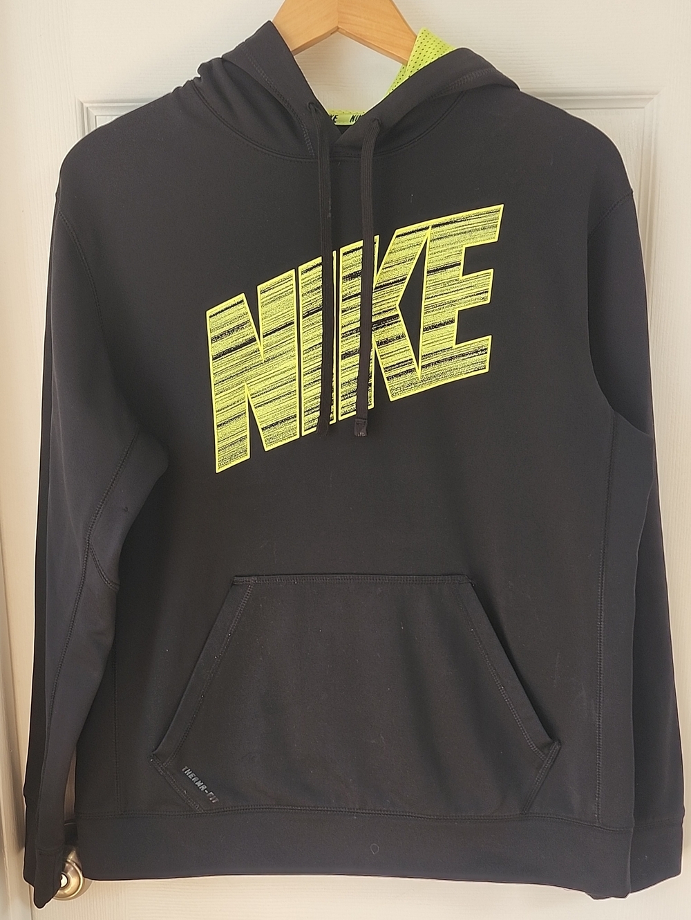 Nike Black Hoodie with Neon Yellow Logo